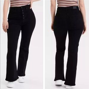 American Eagle AE Curvy Highest Rise Flare Button Fly Jeans Women’s 8 Black